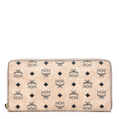 MCM Visetos Large Zip Around Wallet Beige 1 of 9