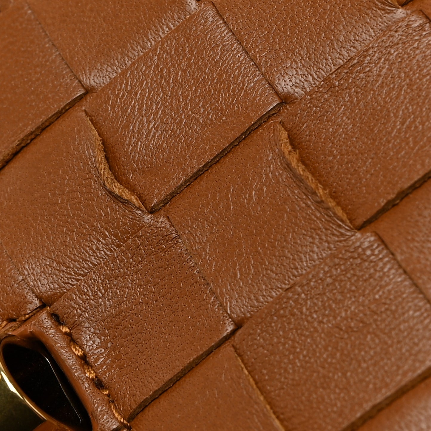 Nappa Intrecciato Long Andiamo Top Handle Clutch Cognac