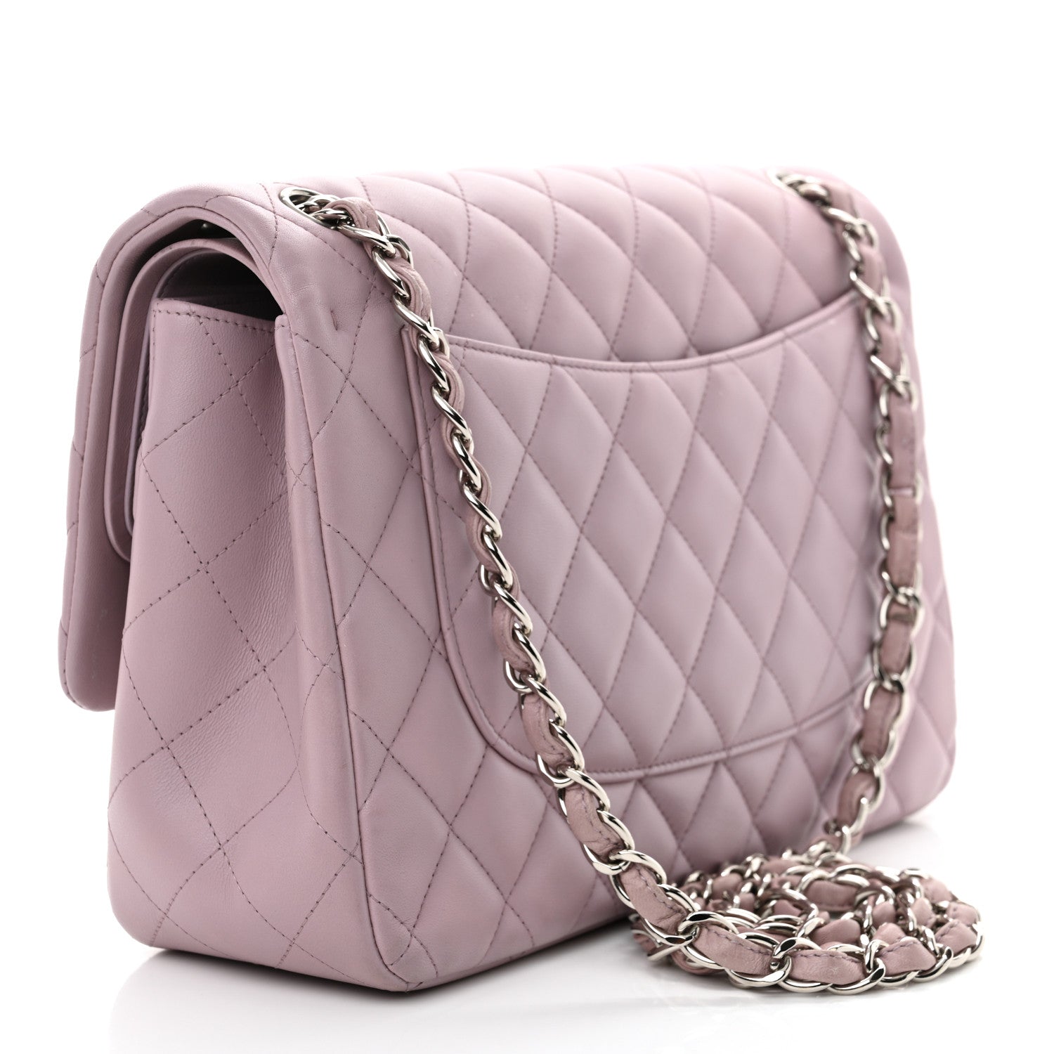 Chanel Lambskin Quilted Jumbo Double Flap Light Purple 3 of 15