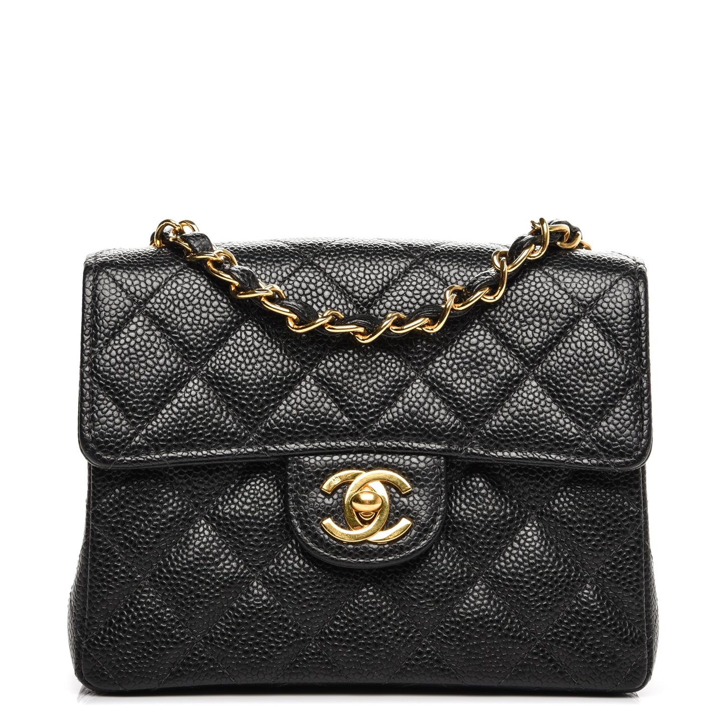 Caviar Quilted Mini Square Flap Black
