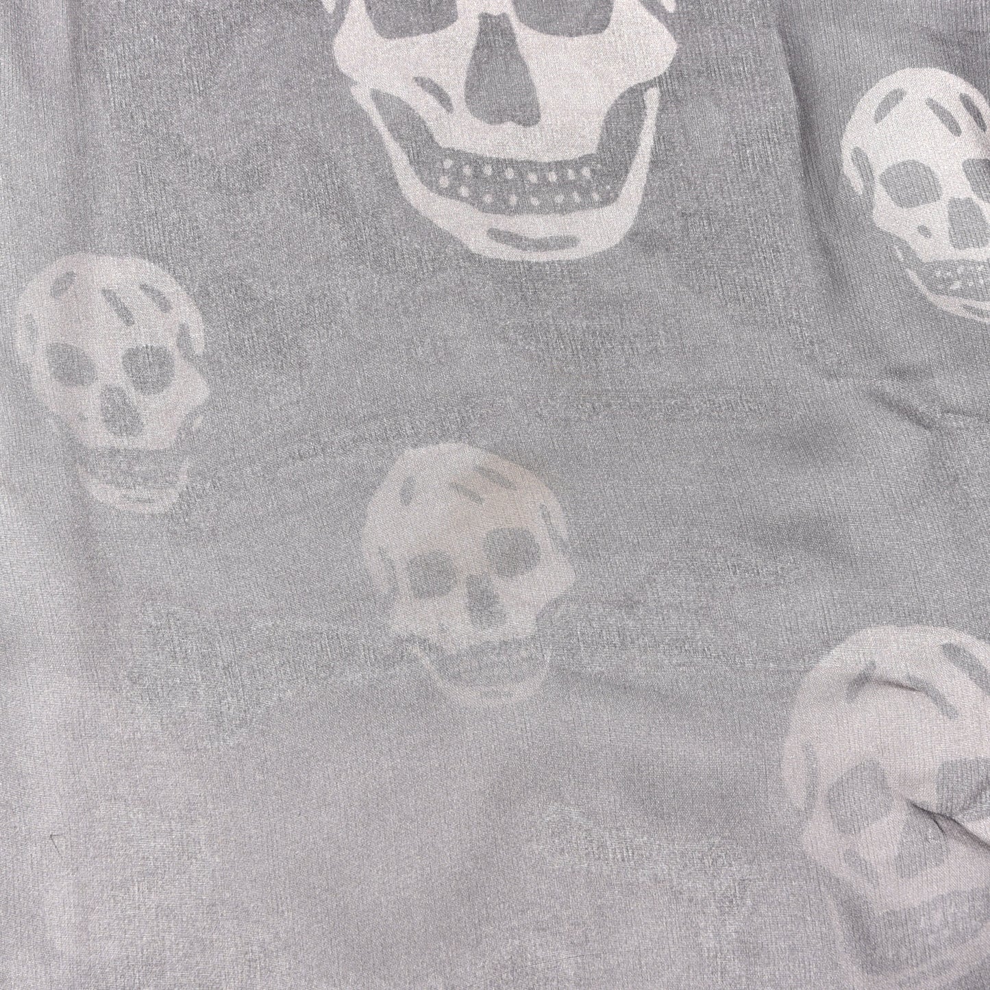 Silk Chiffon Ombre Skull Scarf Grey Ivory