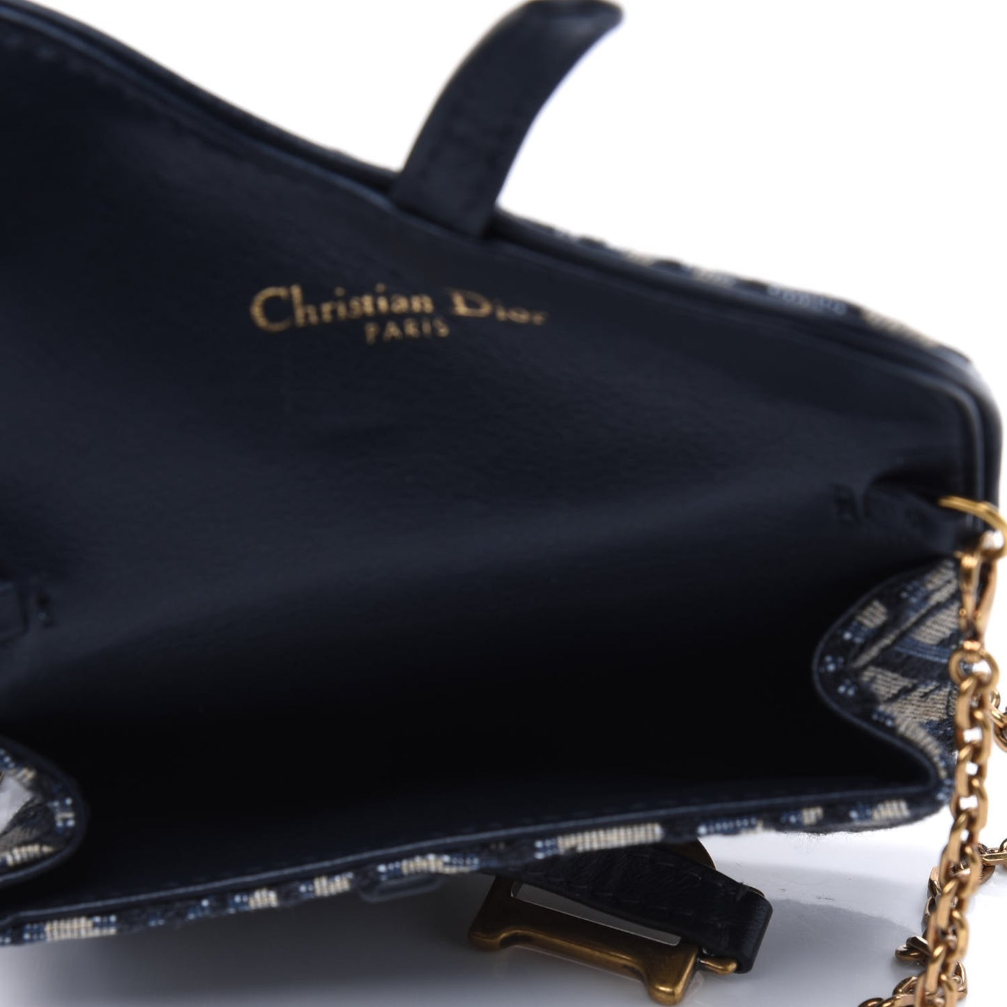Oblique Nano Saddle Chain Pouch Blue