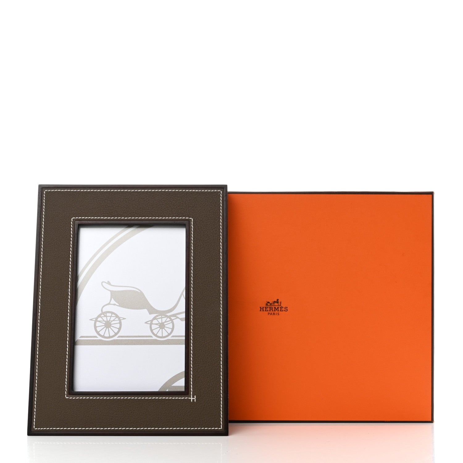 Hermes Mahogany Wood Taurillon Medium Pleiade Picture Frame Brown Etoupe 7 of 7