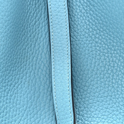 Hermes Taurillon Clemence Swift Eclat Picotin Lock 22 MM  Bleu Du Nord Rouge De Coeur 8 of 10