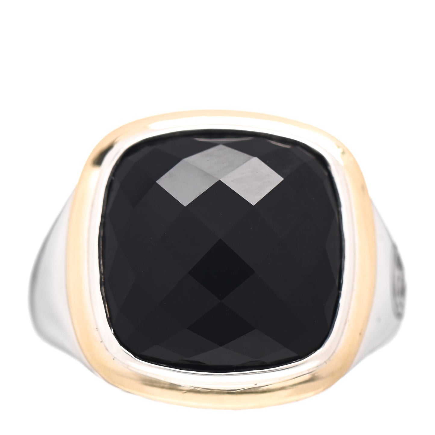Sterling Silver 18K Yellow Gold Black Onyx 14mm Albion Statement Ring 54 7