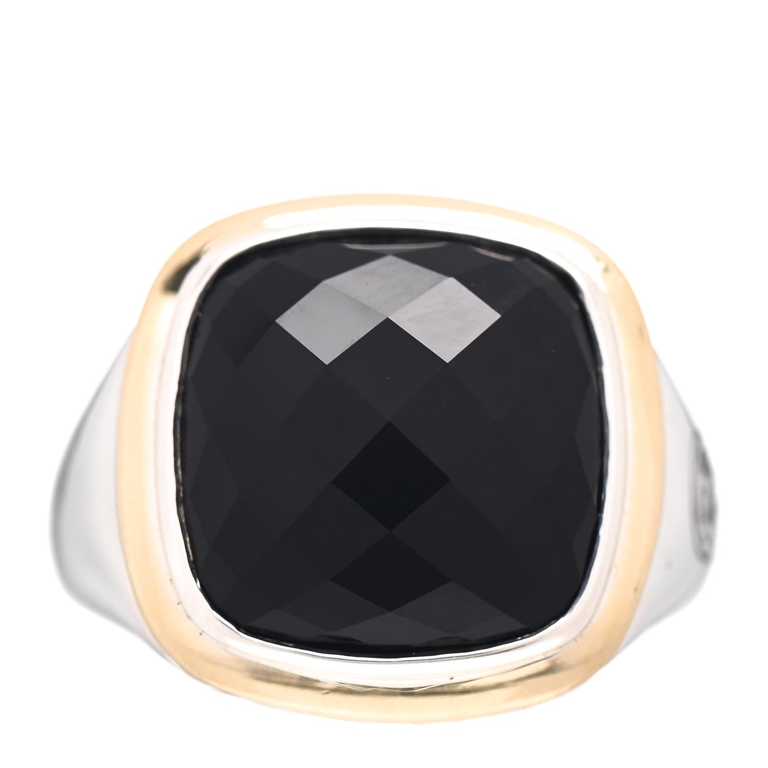 David Yurman Sterling Silver 18K Yellow Gold Black Onyx 14mm Albion Statement Ring 54 7 1 of 5
