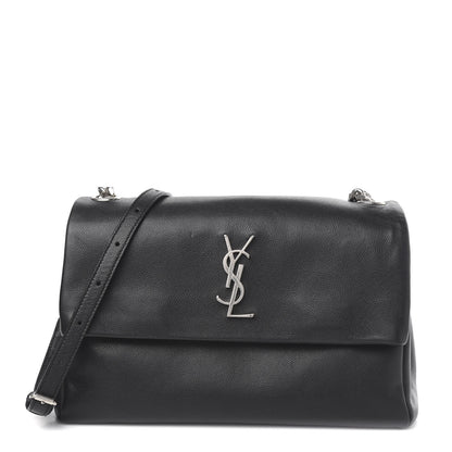 Saint Laurent Grain De Poudre Medium West Hollywood Monogram Fold-Over Black 1 of 13