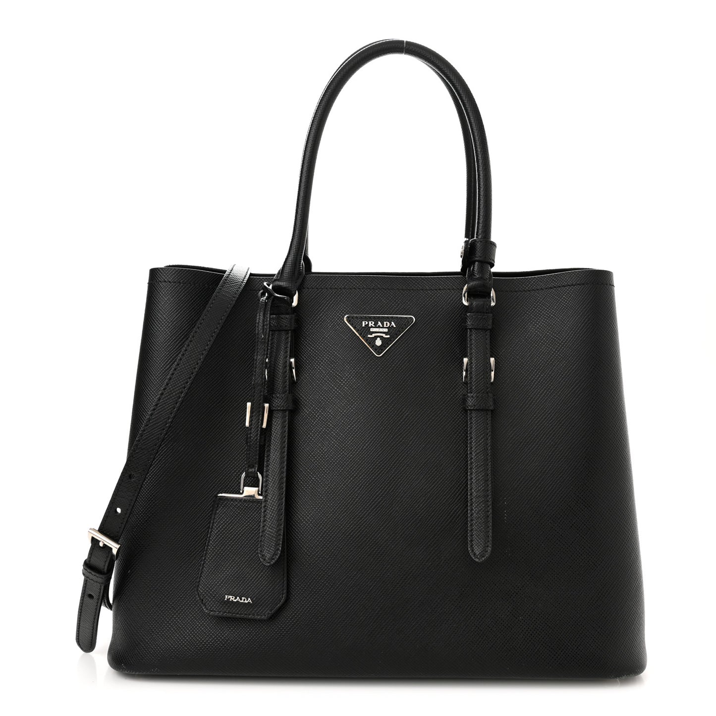 Saffiano Cuir Medium Double Handle Tote Black
