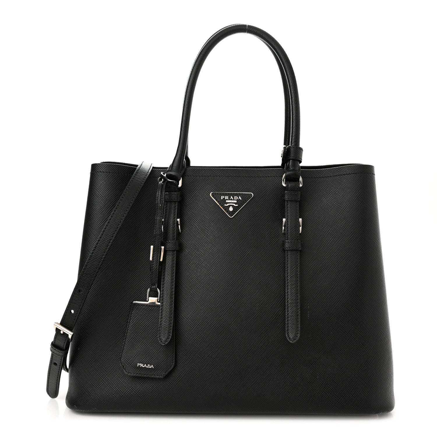Prada Saffiano Cuir Medium Double Handle Tote Black 1 of 13