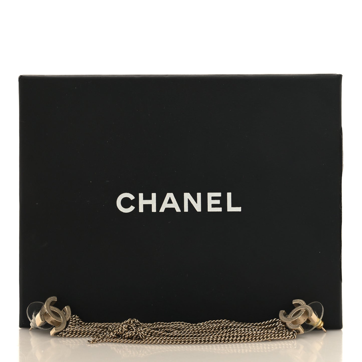 Metal CC Multi Strand Chain Drop Earrings Gold