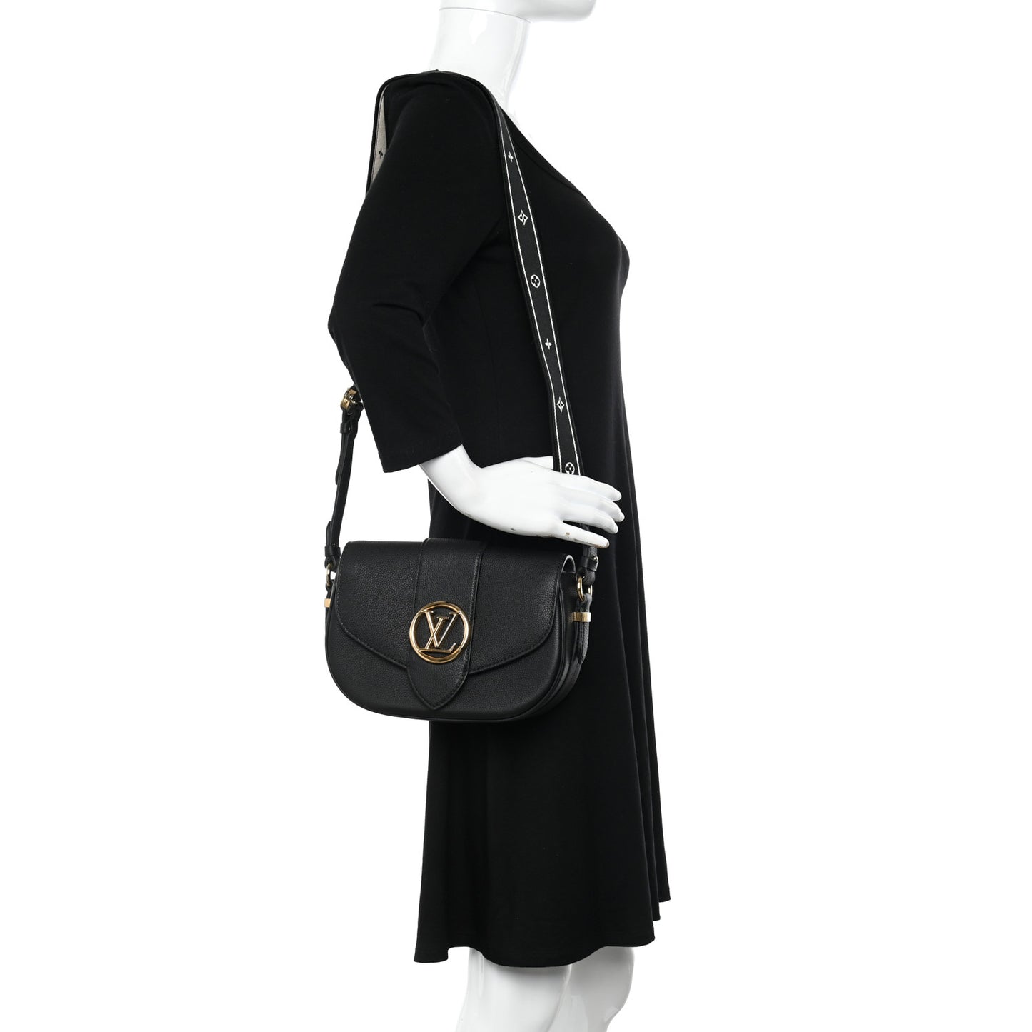 Grained Calfskin LV Pont 9 Soft MM Black