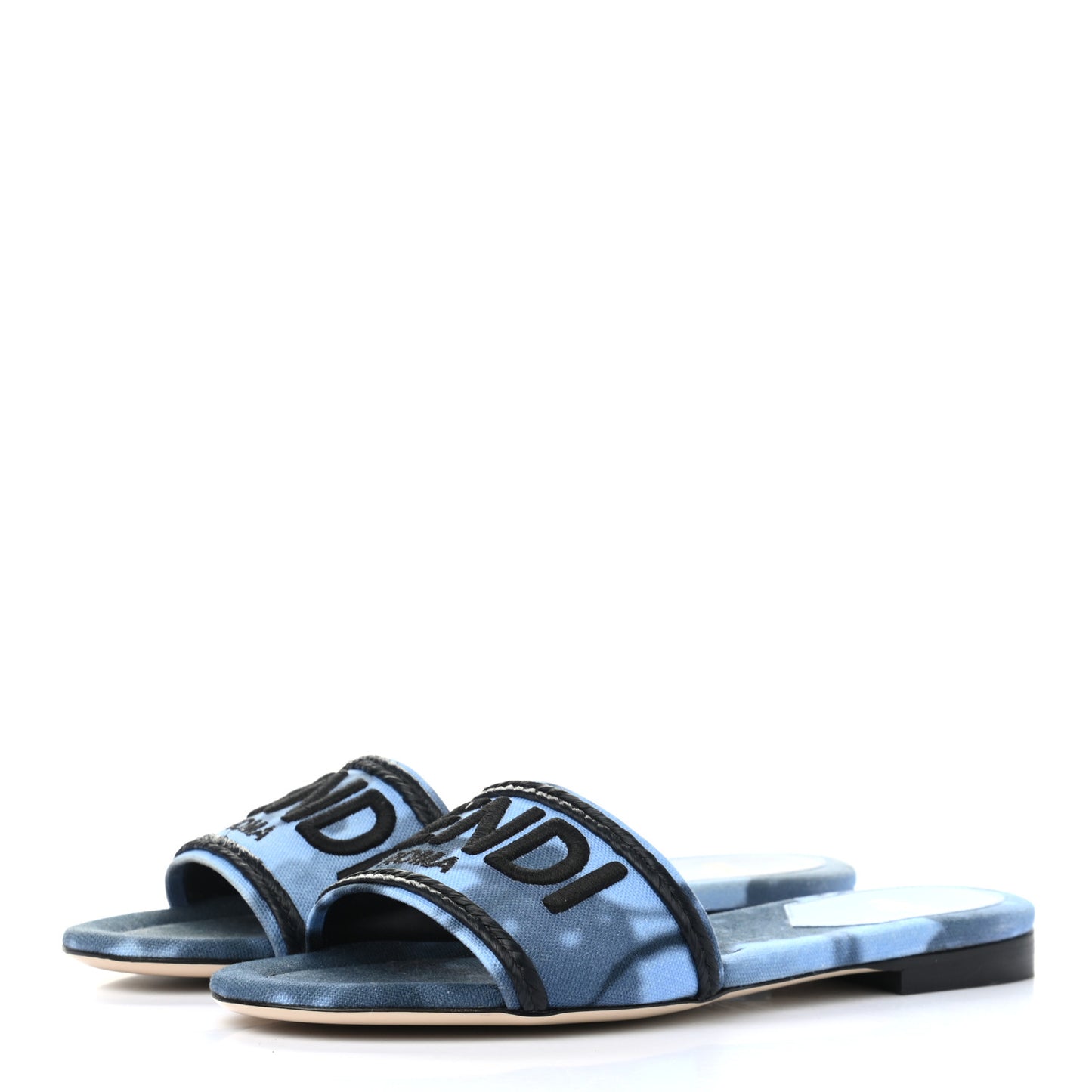 Canvas Floral Print Logo Flat Slide Sandals 35.5 Sagittarius Black