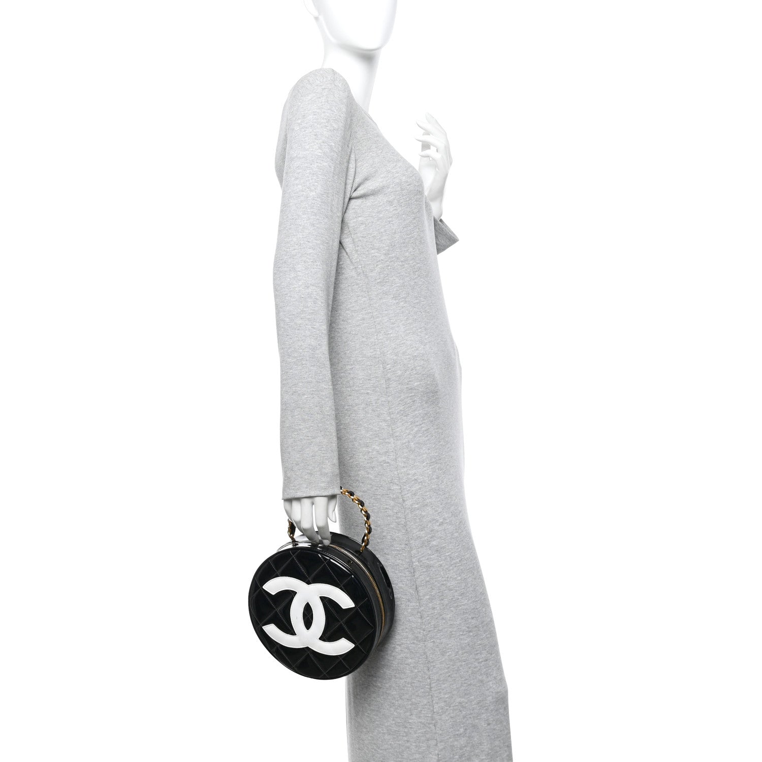 Chanel Patent CC Round Vanity Case Black 2 of 13