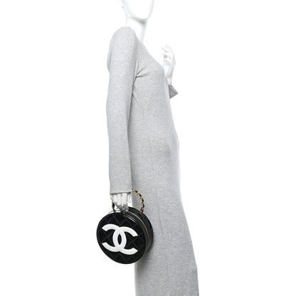 Chanel Patent CC Round Vanity Case Black 2 of 13