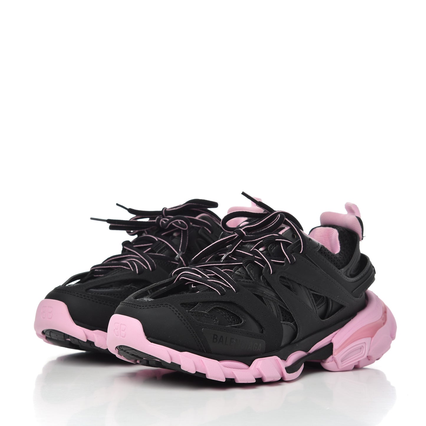 Mesh Nylon Bi-Color Womens Track Sneakers 36 Black Pink
