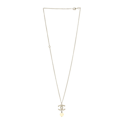 Chanel Crystal Pearl Twisted CC Drop Necklace Silver 3 of 5