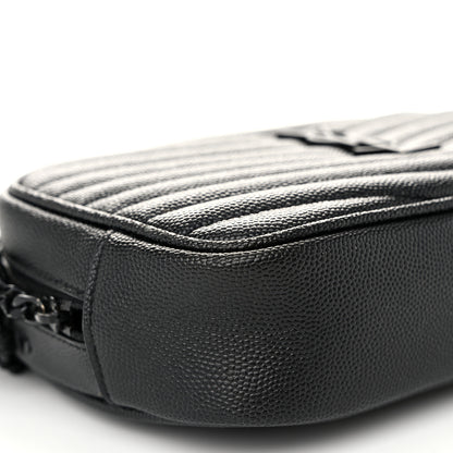 Saint Laurent Grain De Poudre Matelasse Monochrome Monogram Mini Lou Camera Bag Black 9 of 10