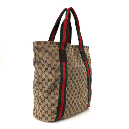 Gucci GG Monogram Medium Web Handle Vertical Tote Dark Brown 3 of 10