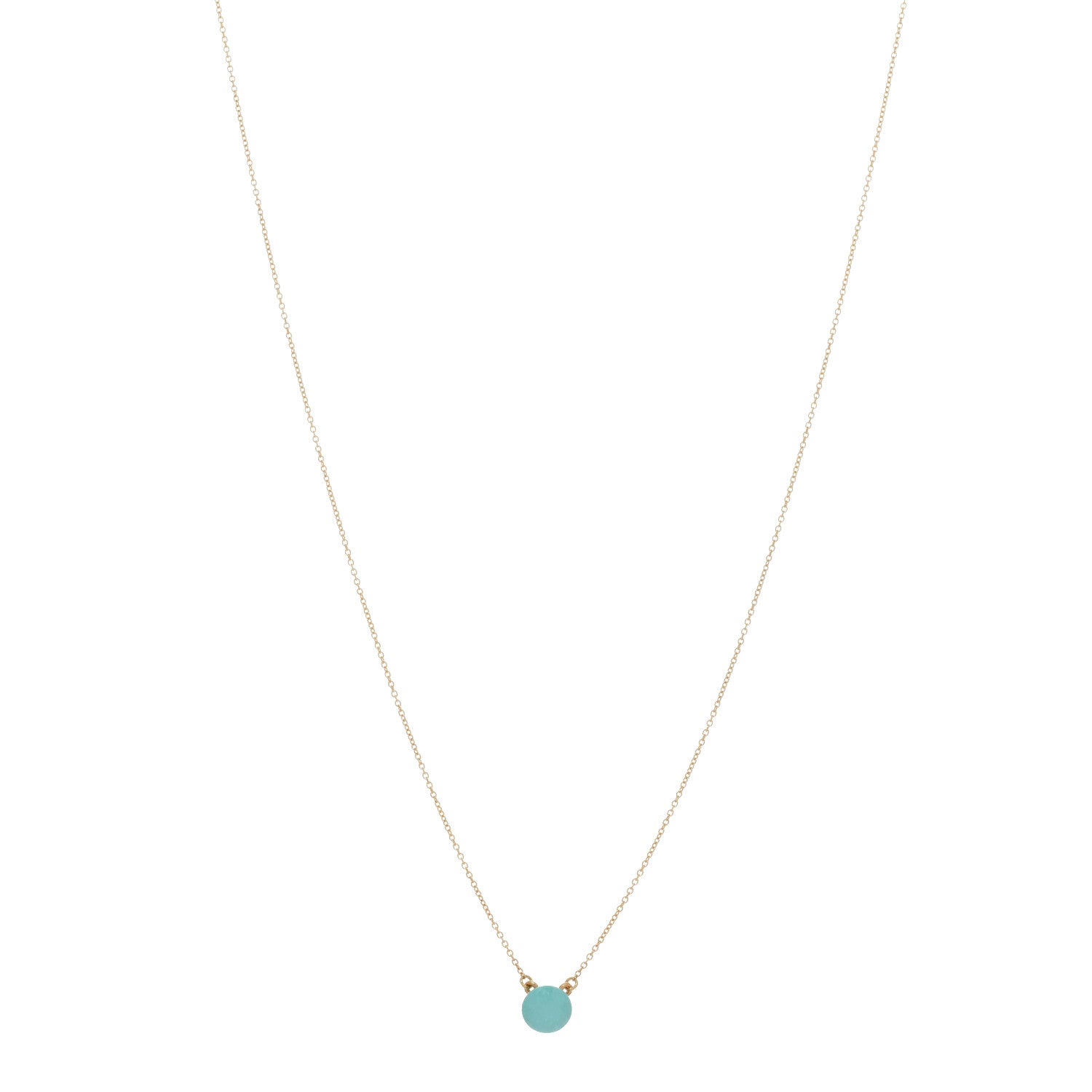 Tiffany 18K Yellow Gold Turquoise Elsa Peretti 1 Carat Pendant Necklace 1 of 3