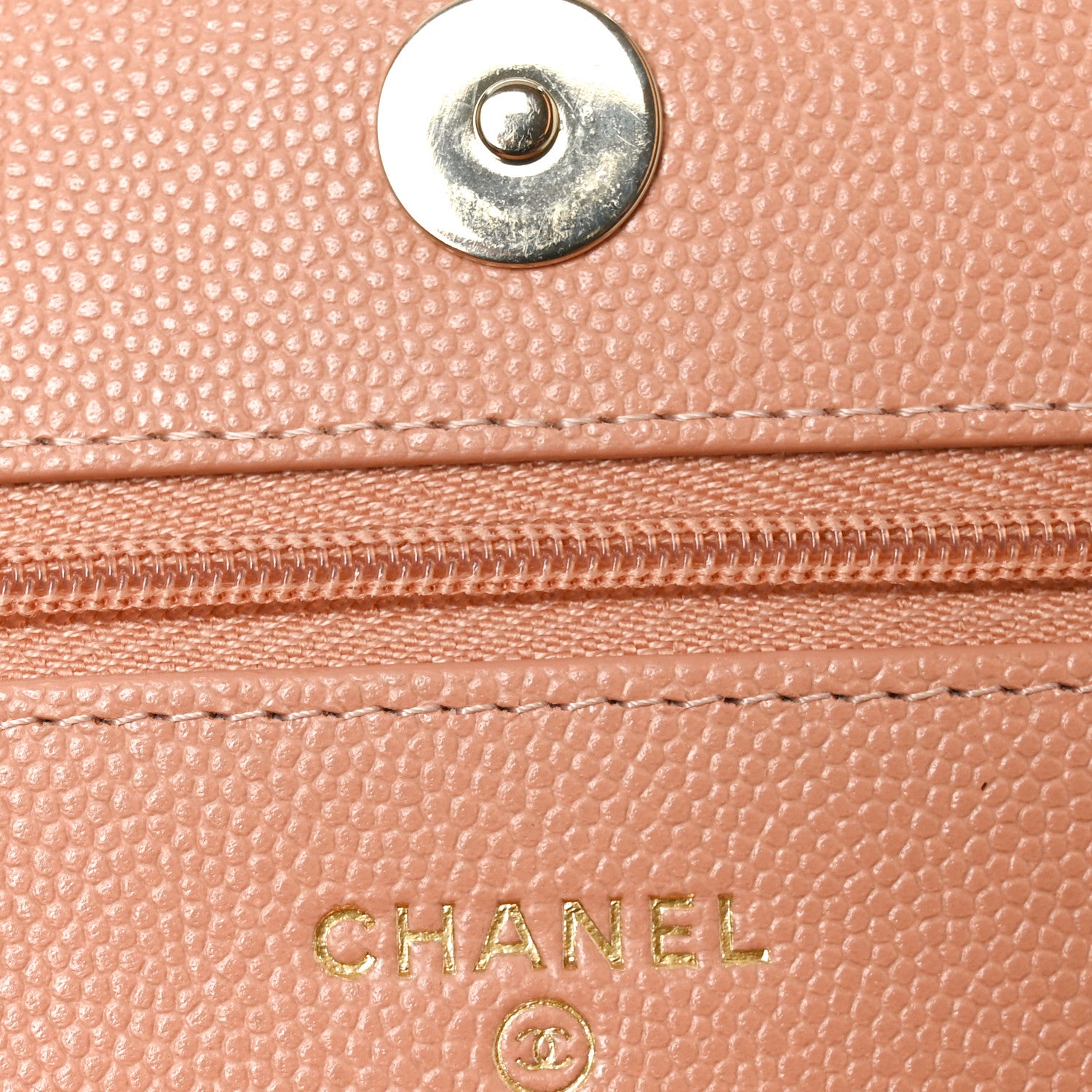Chanel Caviar Quilted Perforated Metal CC Wallet On Chain WOC Beige 6 of 11