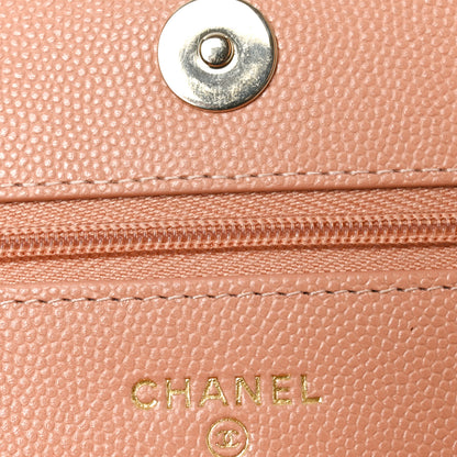 Chanel Caviar Quilted Perforated Metal CC Wallet On Chain WOC Beige 6 of 11