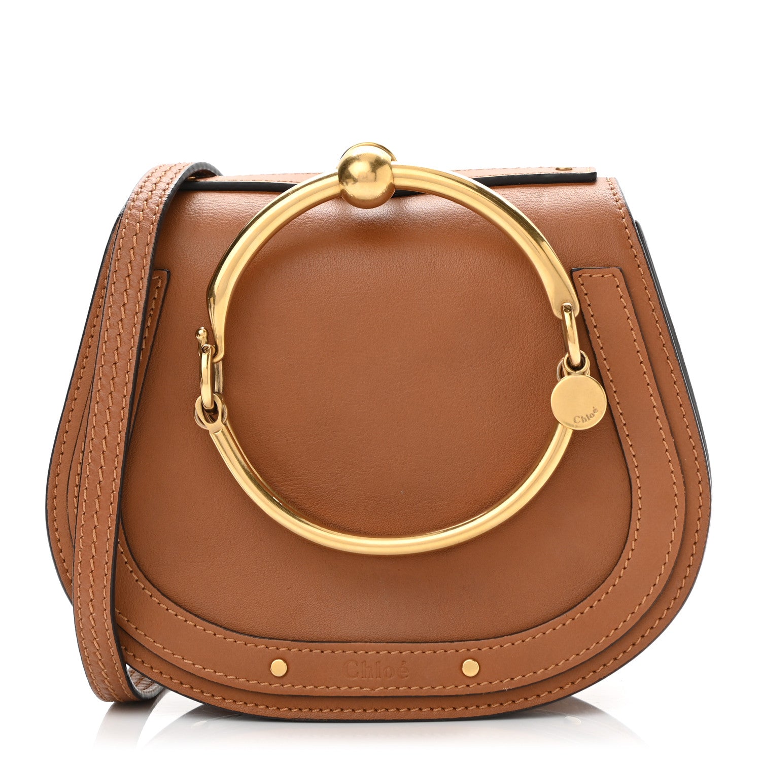 Chloe Calfskin Suede Small Nile Bracelet Bag Caramel 1 of 11