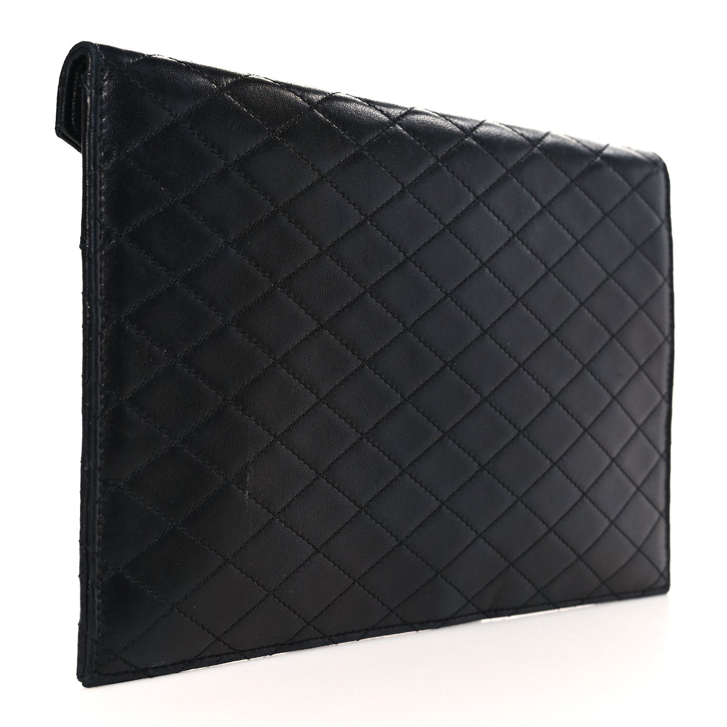 Lambskin Quilted Double Flap Chain Pouch Black