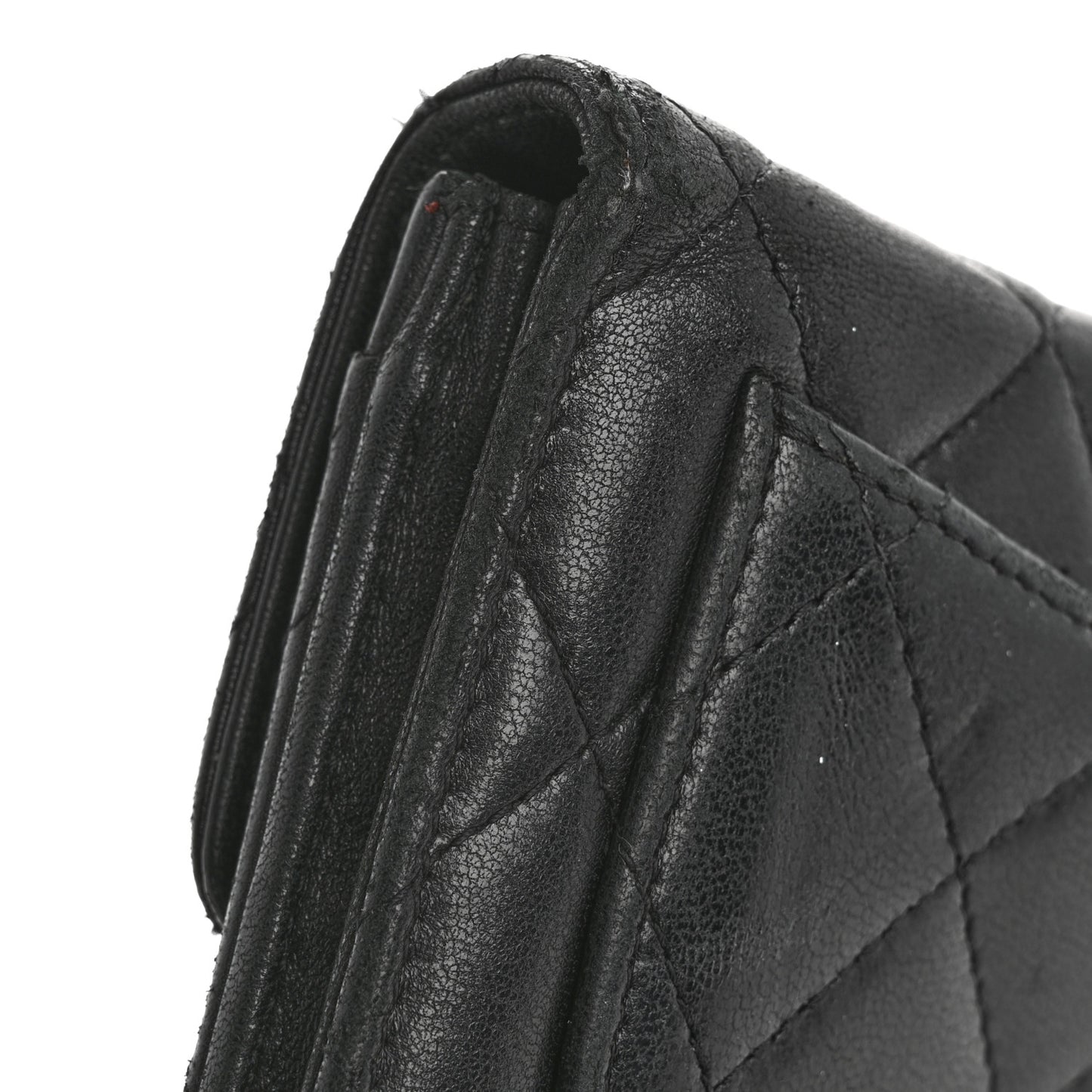 Lambskin Quilted Medium Flap Wallet Black
