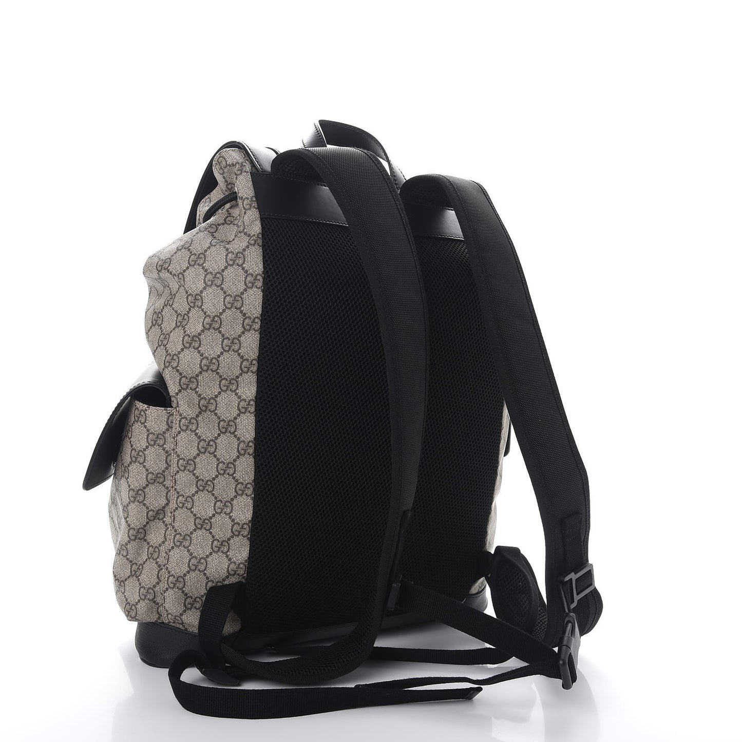 Soft GG Supreme Monogram Double Buckle Backpack Beige Black