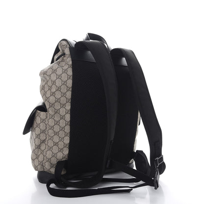 Gucci Soft GG Supreme Monogram Double Buckle Backpack Beige Black 3 of 7