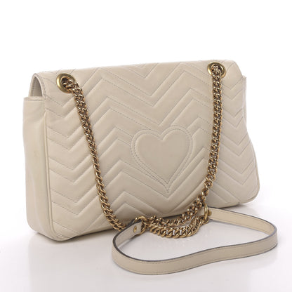 Gucci Calfskin Matelasse Medium GG Marmont Shoulder Bag White 3 of 23
