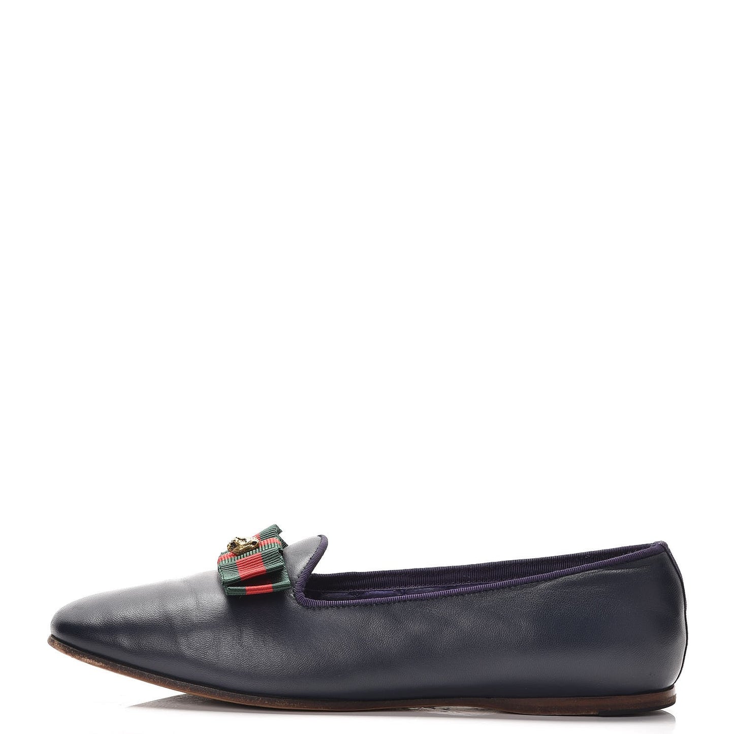 Calfskin Grosgrain Gallipolli Bow Loafers 38 Navy