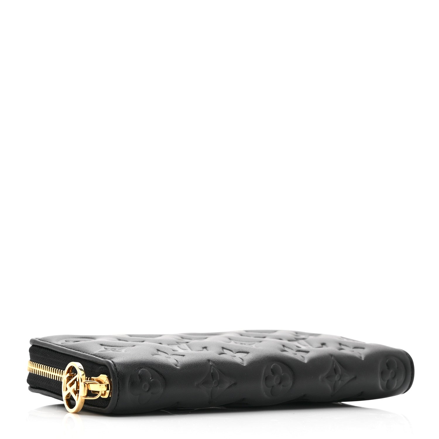Louis Vuitton Lambskin Embossed Monogram Coussin Zippy Wallet Black 4 of 6
