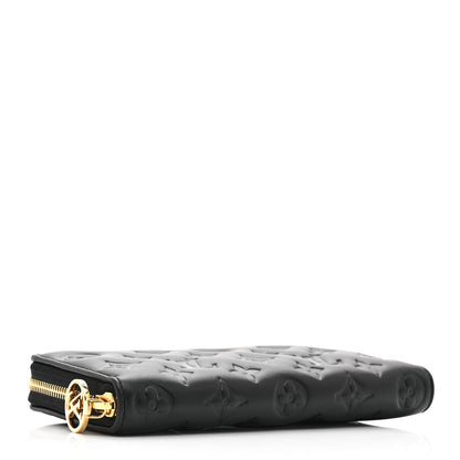 Louis Vuitton Lambskin Embossed Monogram Coussin Zippy Wallet Black 4 of 6