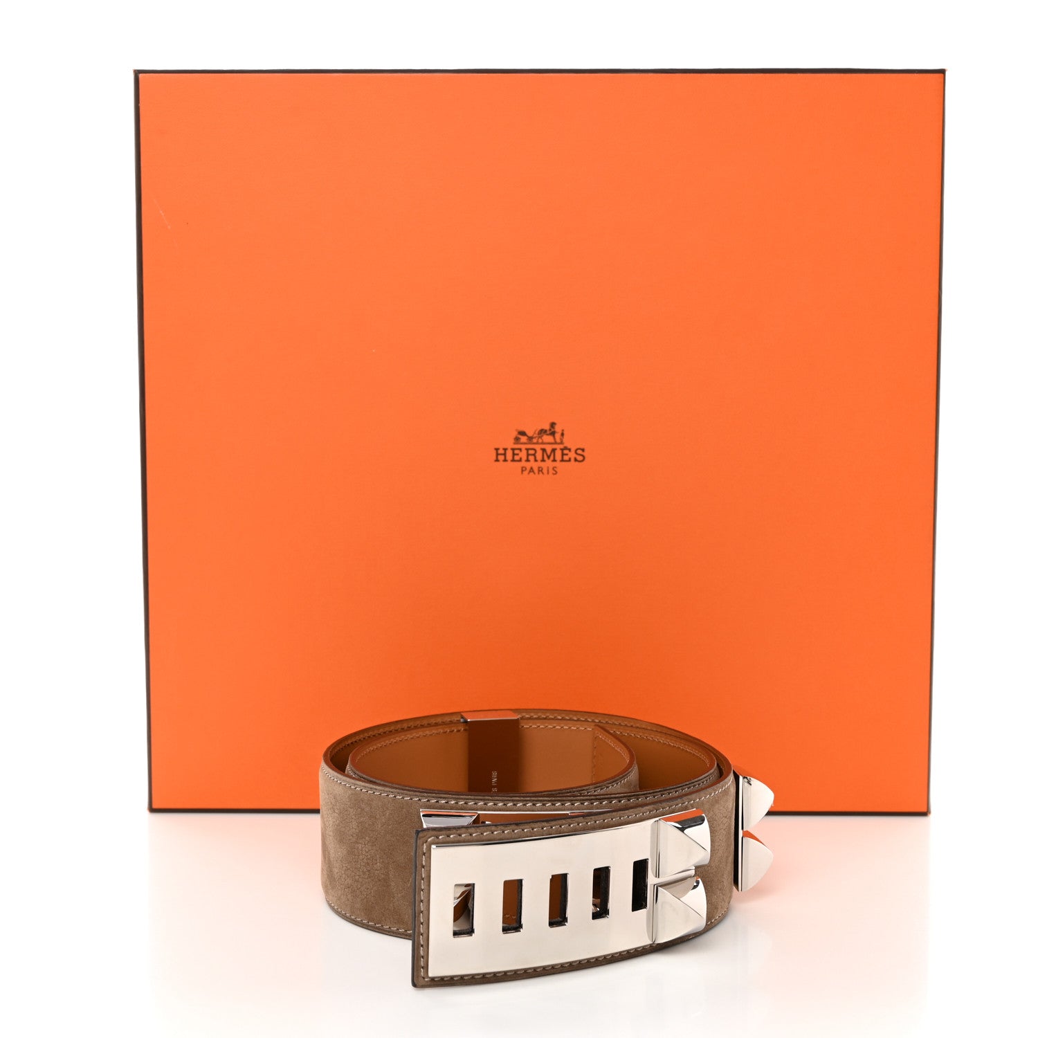 Hermes Taurillon Gaucho Collier De Chien CDC Belt 85 Muscade 8 of 8