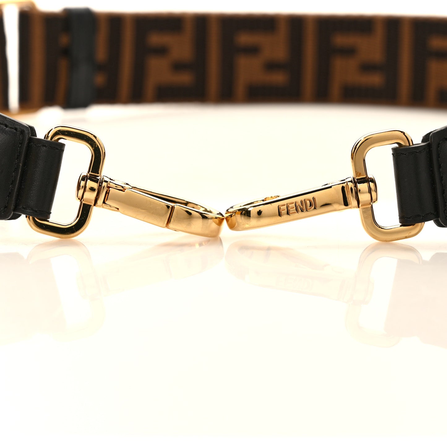 Jacquard Ribbon Vitello King FF Adjustable Strap You Fango Marrone Black
