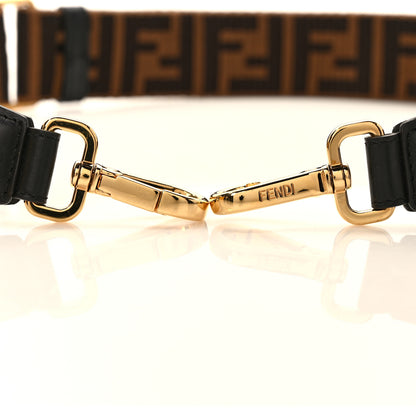 Fendi Jacquard Ribbon Vitello King FF Adjustable Strap You Fango Marrone Black 5 of 6