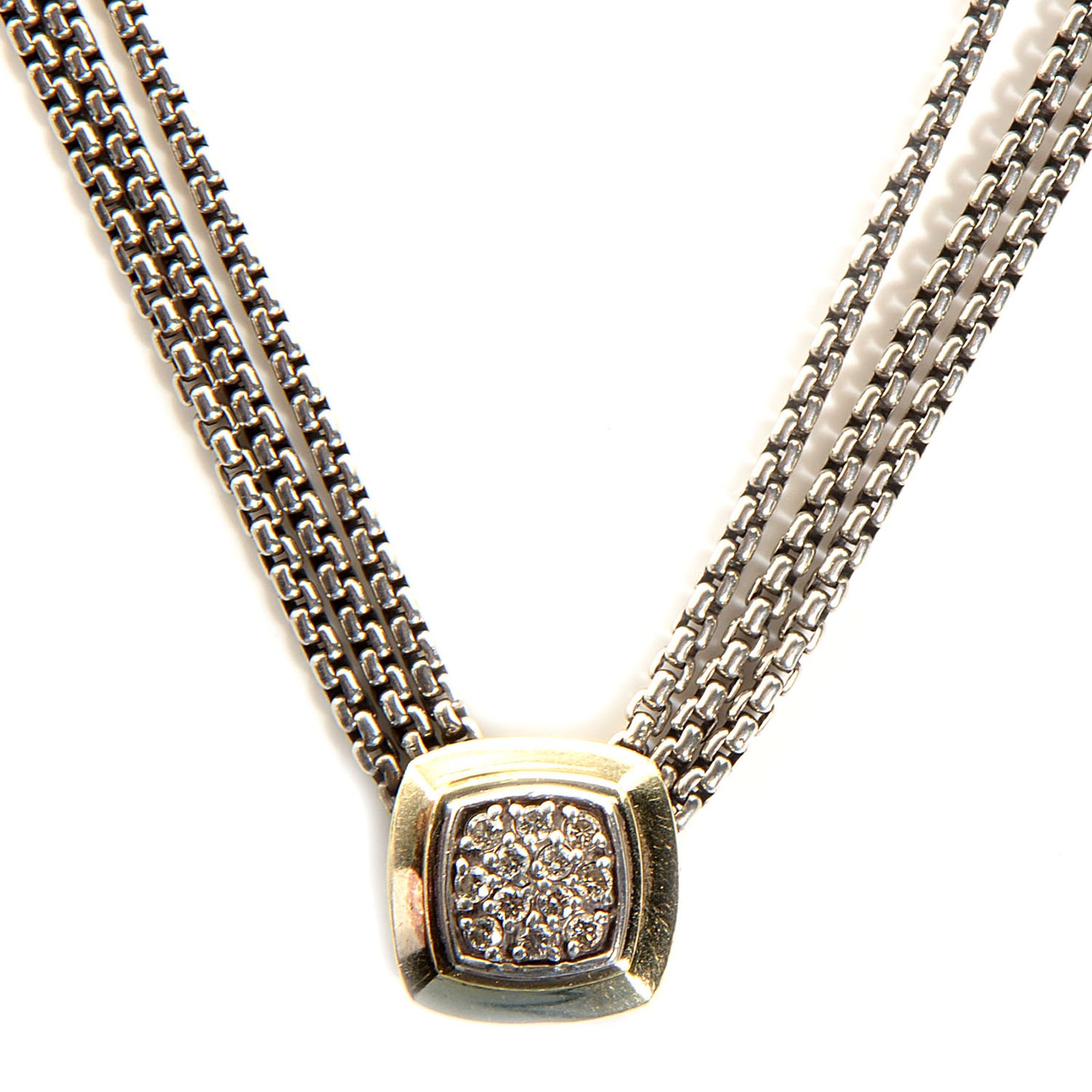 Sterling Silver 18K Yellow Gold Diamond 7mm Albion Necklace