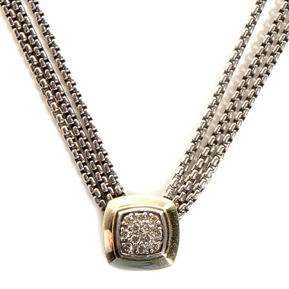 David Yurman Sterling Silver 18K Yellow Gold Diamond 7mm Albion Necklace 1 of 5