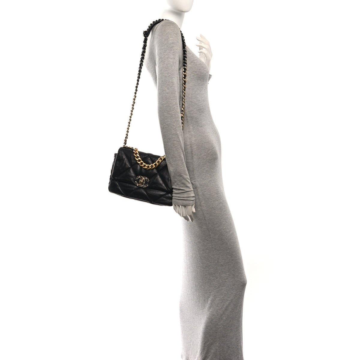 Chanel Lambskin Quilted Medium Chanel 19 Flap Black 2 of 10