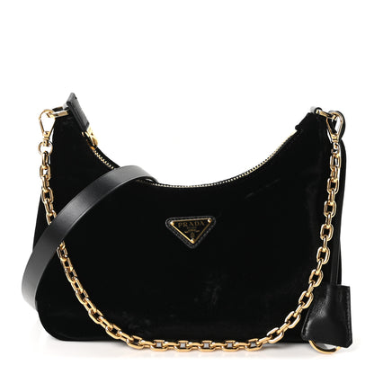 Prada Velvet Nappa Mini Re-Edition Shoulder Bag Black 1 of 10
