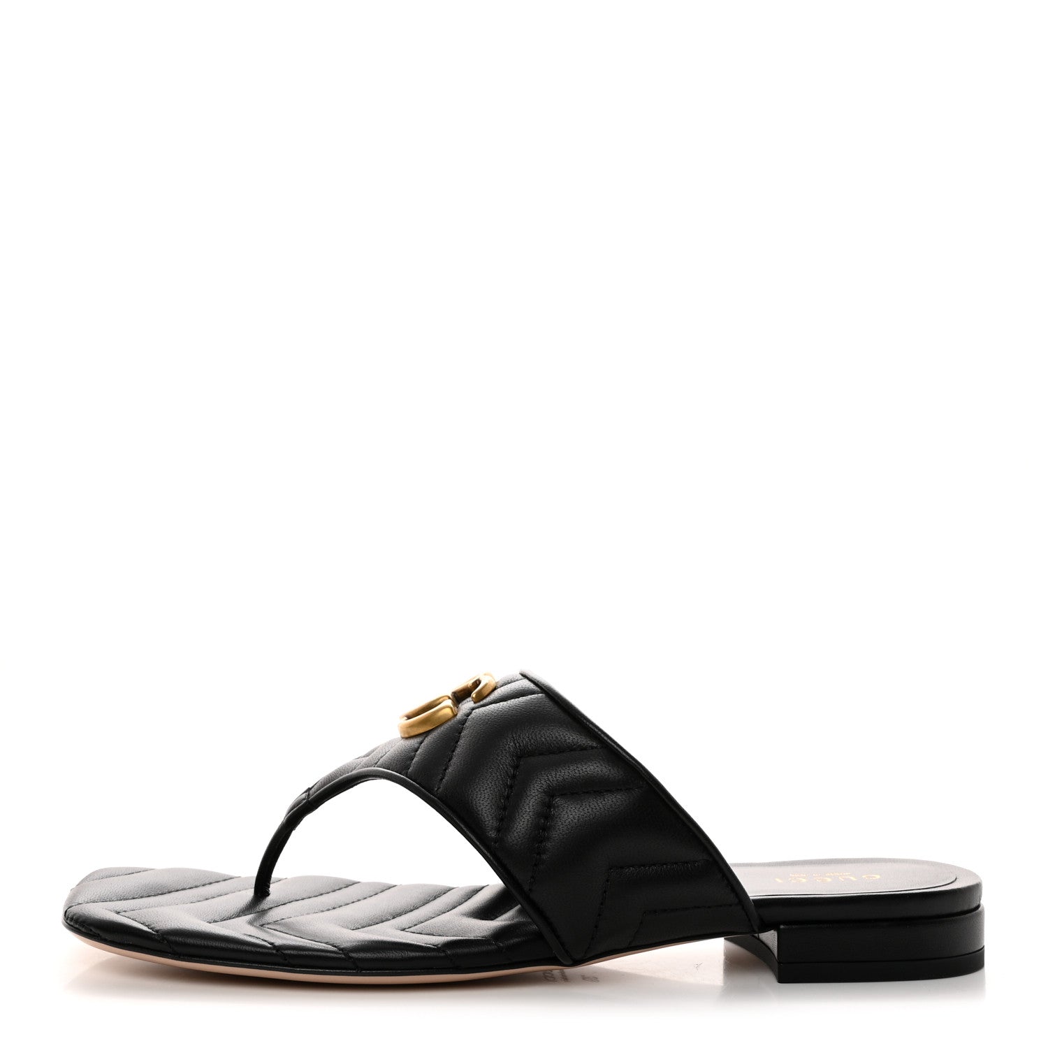 Gucci Nappa Charlotte Double G Marmont Thong Sandals 39 Black 1 of 9