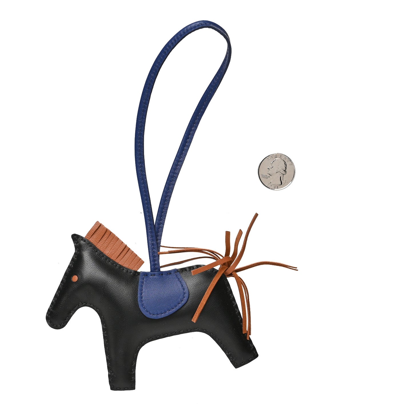 Milo Lambskin Grigri Rodeo Horse Bag Charm PM Black Bleu Saphir Gold