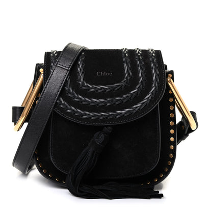 Chloe Suede Calfskin Braided Mini Hudson Shoulder Bag Black 1 of 4