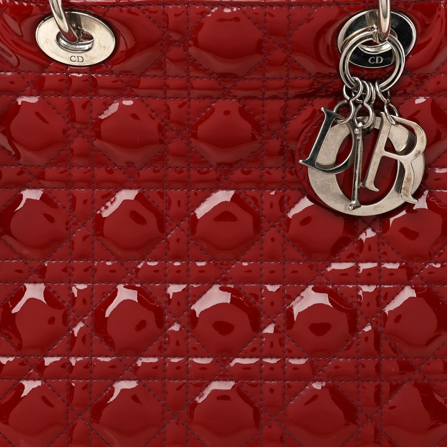 Christian Dior Patent Cannage Large Lady Dior Red 8 of 12