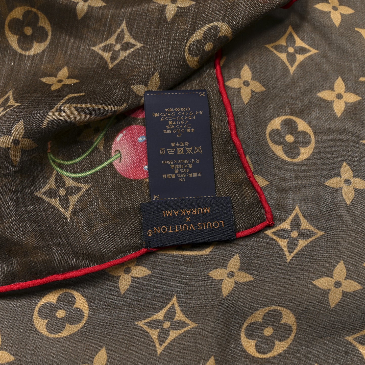 LV X TM Silk Monogram Cerise Square Scarf 55 Brown