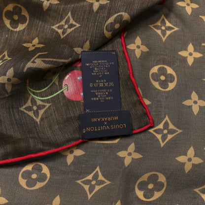 Louis Vuitton LV X TM Silk Monogram Cerise Square Scarf 55 Brown 3 of 4