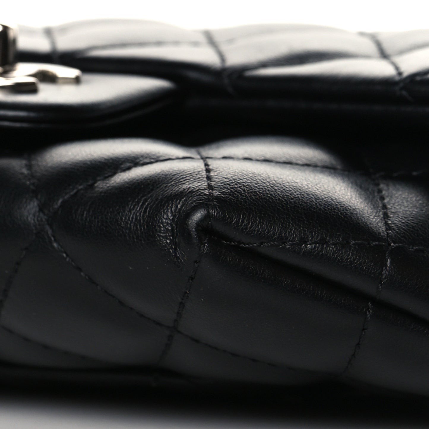 Calfskin Quilted CC Uniform Flap Belt Bag Black