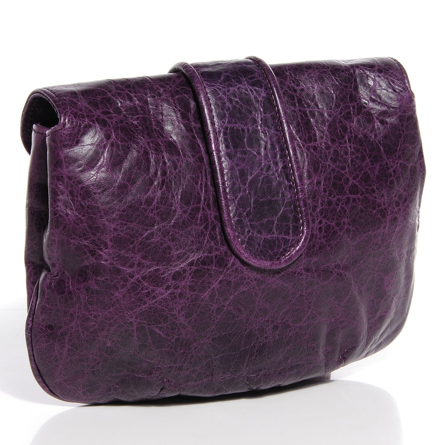 Agneau Classic Hardware Pouch Flap Clutch Raisin