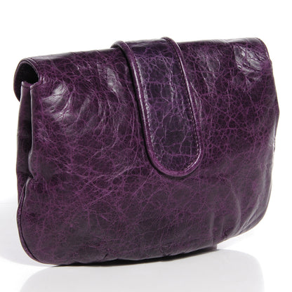 Balenciaga Agneau Classic Hardware Pouch Flap Clutch Raisin 3 of 8
